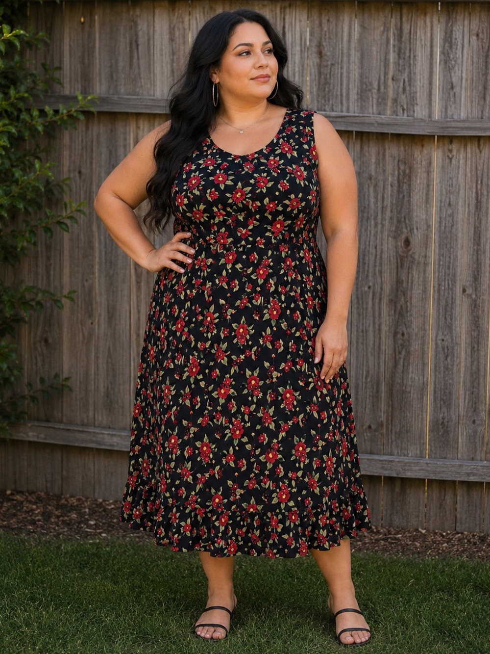 90s Floral Midi Plus Size Sophisticates by Jonathan Martin Dress Sz 1X